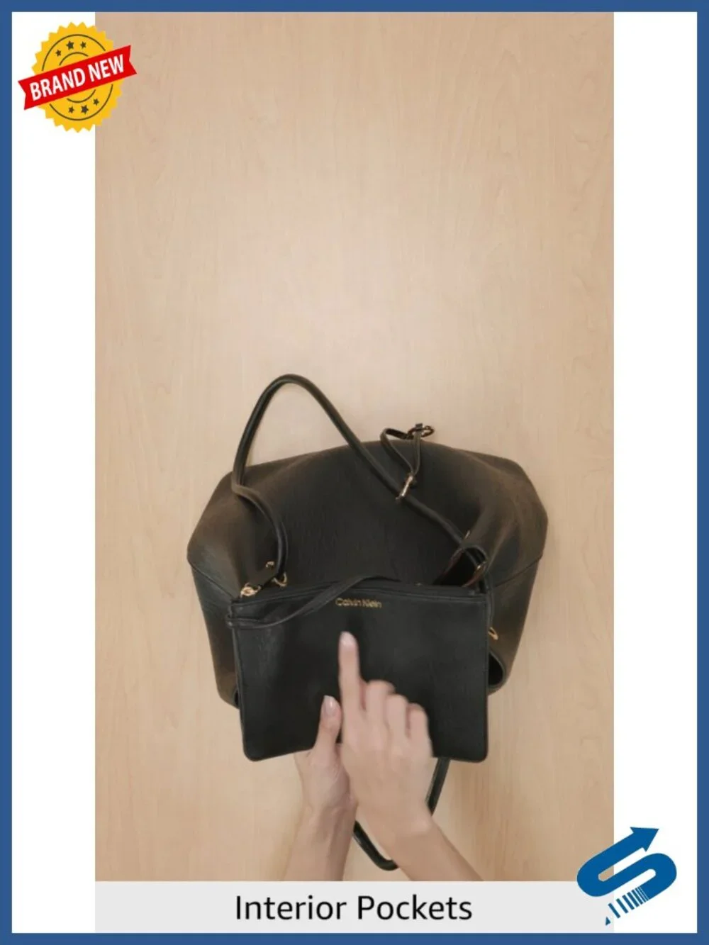 Vegan Leather Tote Bag with Removable Wristlet Pouch, Work Travel Purse